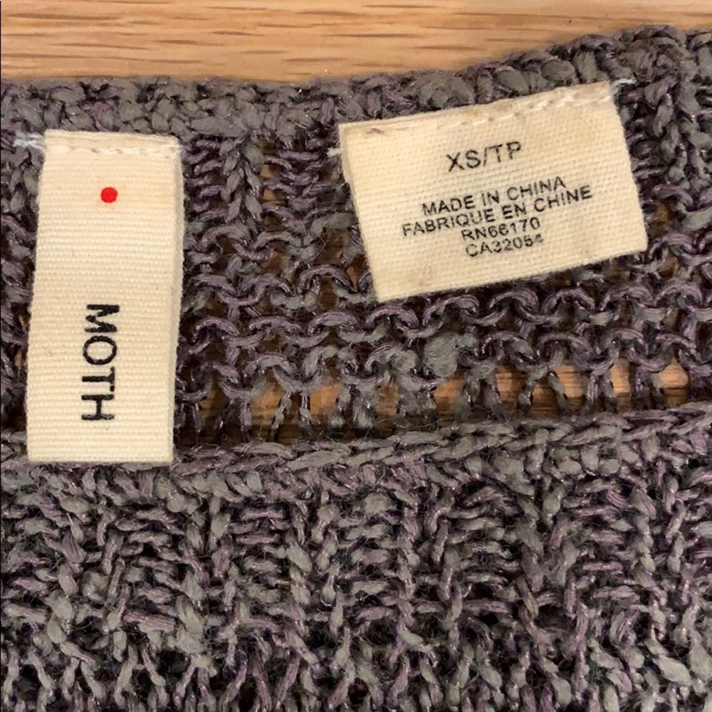 pretty Moth dark gray open knit sweater, XS/TP - Picture 7 of 8